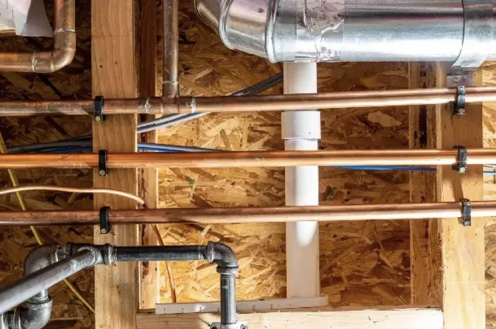 Basement plumbing pipes and flood prevention work